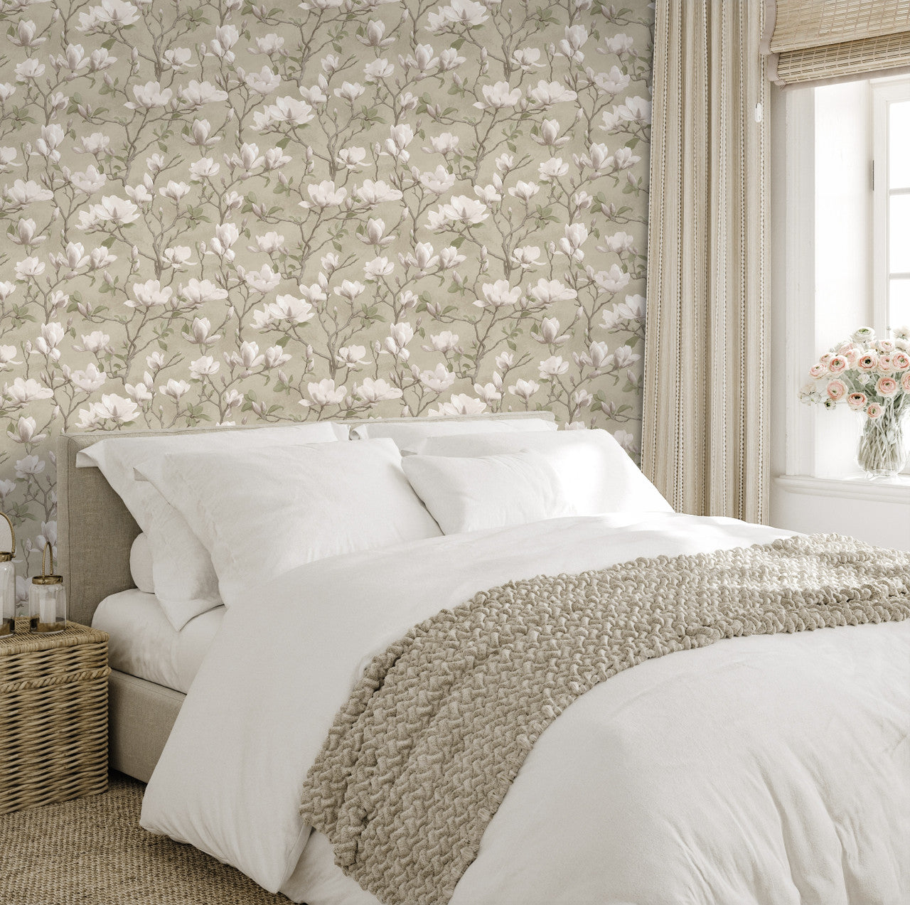 36400 Petalina Beige / Pink Opus Wallpaper by Holden Decor