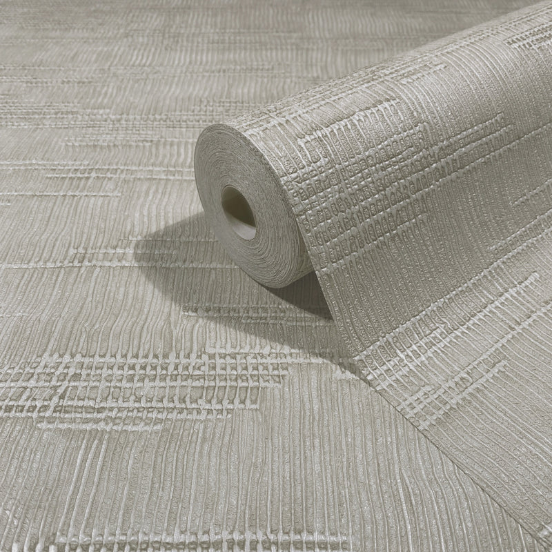 Woven Line Beige Craft Wallpaper by Galerie | 36628