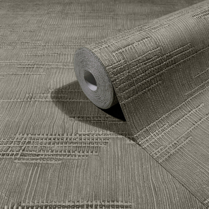 Woven Line Silver Grey Craft Wallpaper by Galerie | 36629