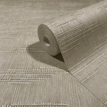 Woven Line Beige Craft Wallpaper by Galerie | 36630