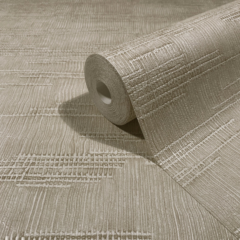 Woven Line Beige Craft Wallpaper by Galerie | 36630