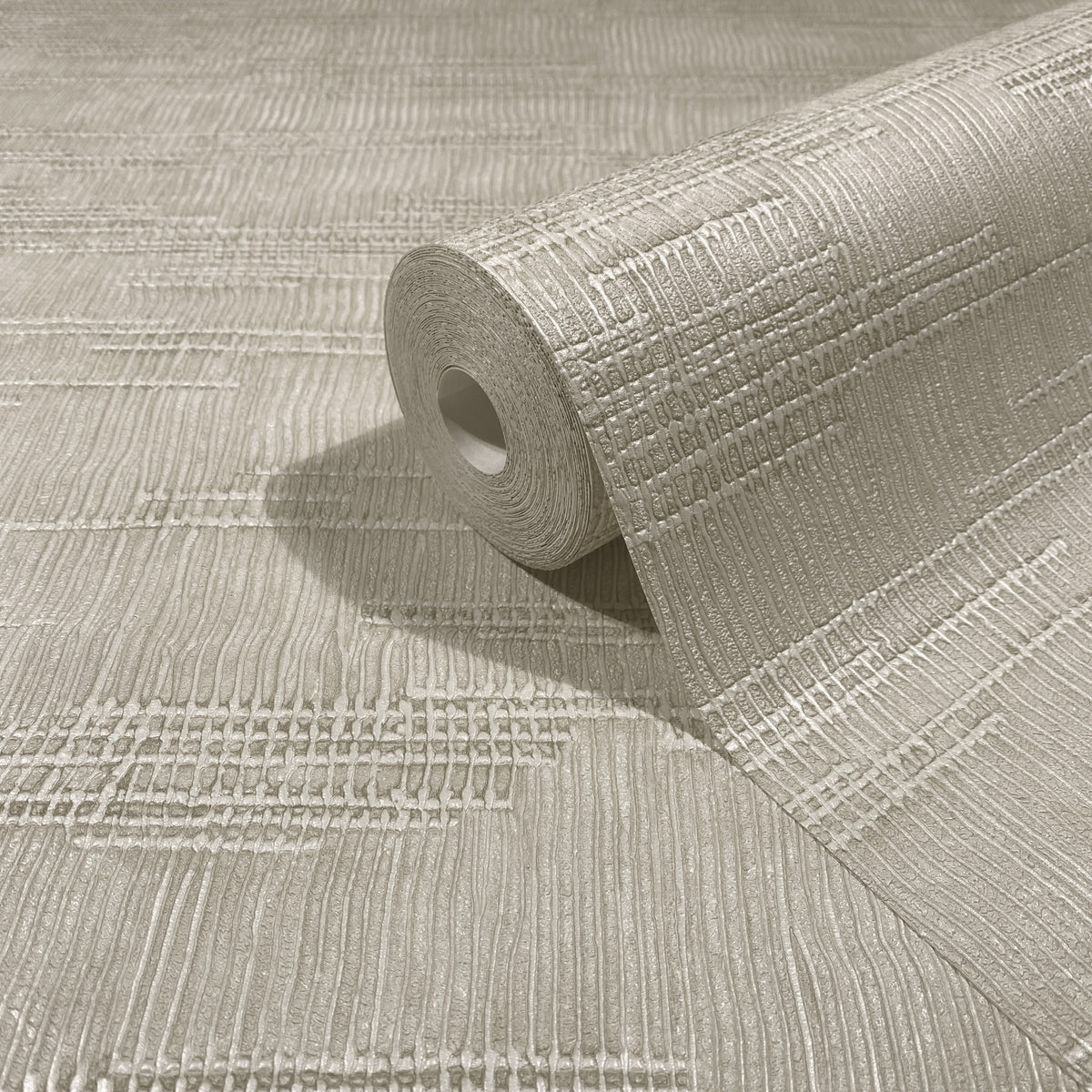 Woven Line Beige Craft Wallpaper by Galerie | 36631