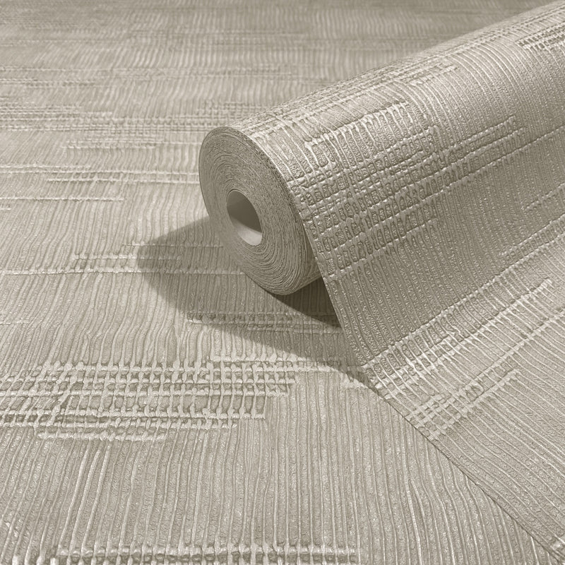Woven Line Beige Craft Wallpaper by Galerie | 36631
