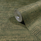 Woven Line Green Craft Wallpaper by Galerie | 36635