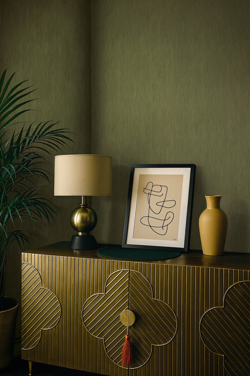Vertical Line Green Craft Wallpaper by Galerie | 36643