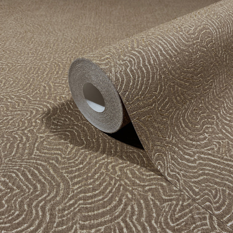 Zen Garden Bronze Brown Craft Wallpaper by Galerie | 36648