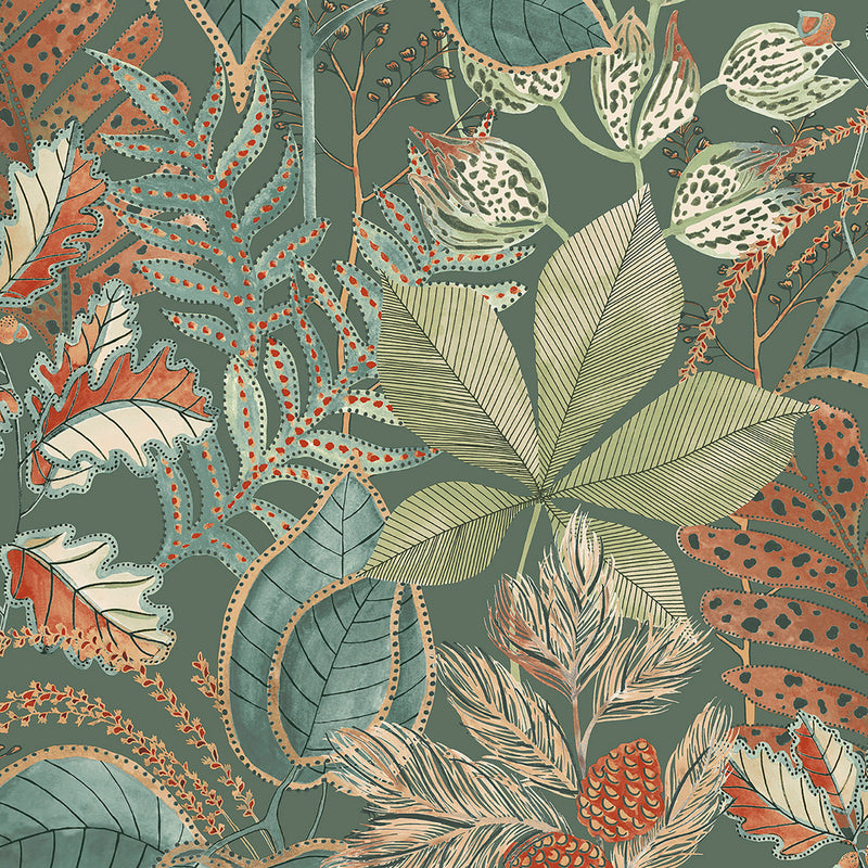 3781 Eden Leaf Green Wallpaper by Belgravia