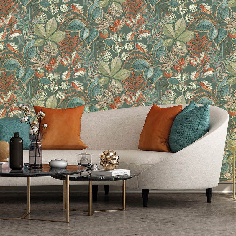 3781 Eden Leaf Green Wallpaper by Belgravia