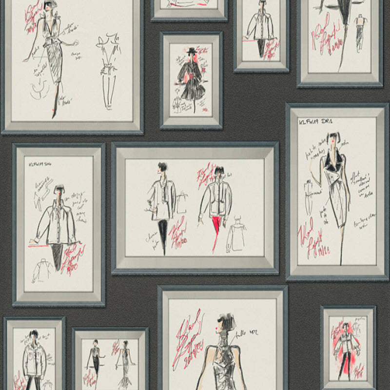 37846-1 Sketch Karl Lagerfeld Wallpaper by A S Creation