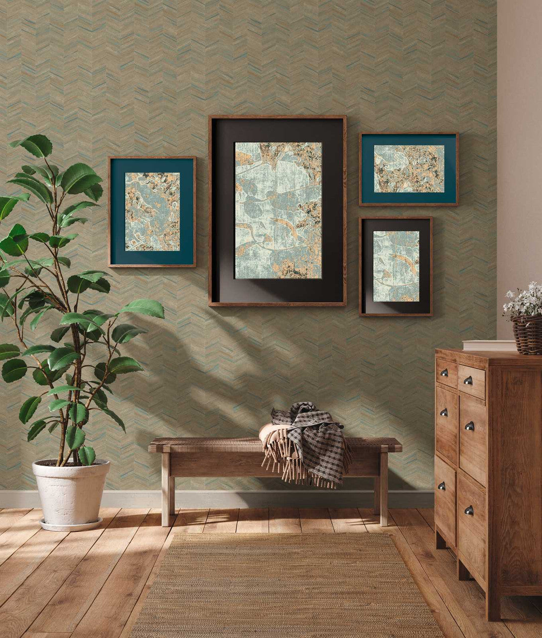 38309-5 Geo Effect Beige Wallpaper by A S Creation