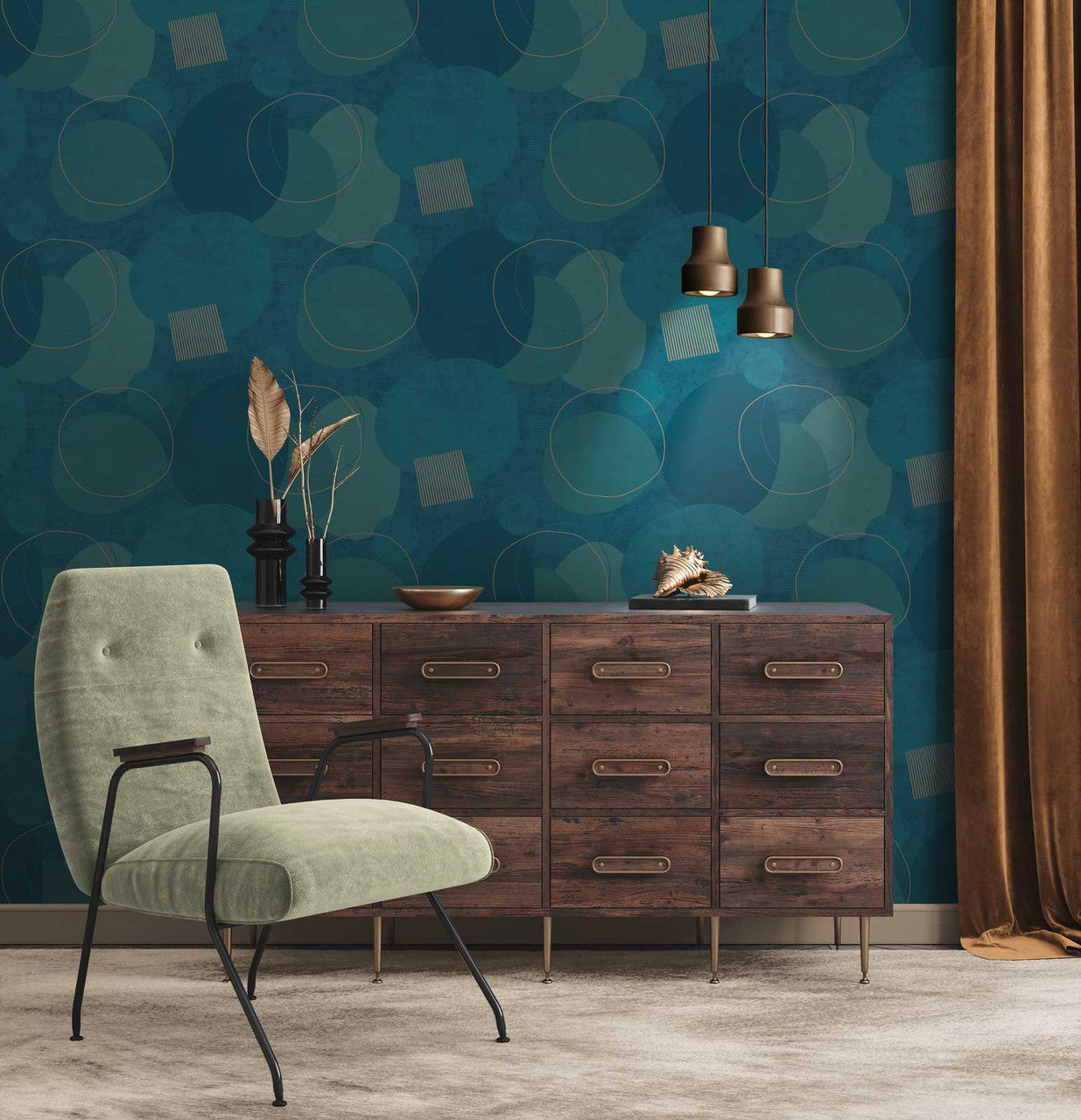 38595-3 Geo Effect Blue Wallpaper by A S Creation