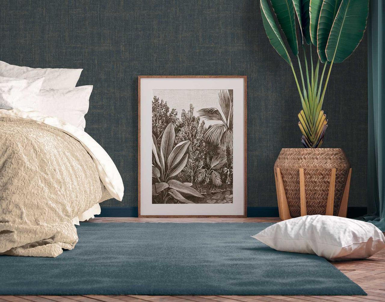 38596-2 Geo Effect Plain Blue Wallpaper by A S Creation