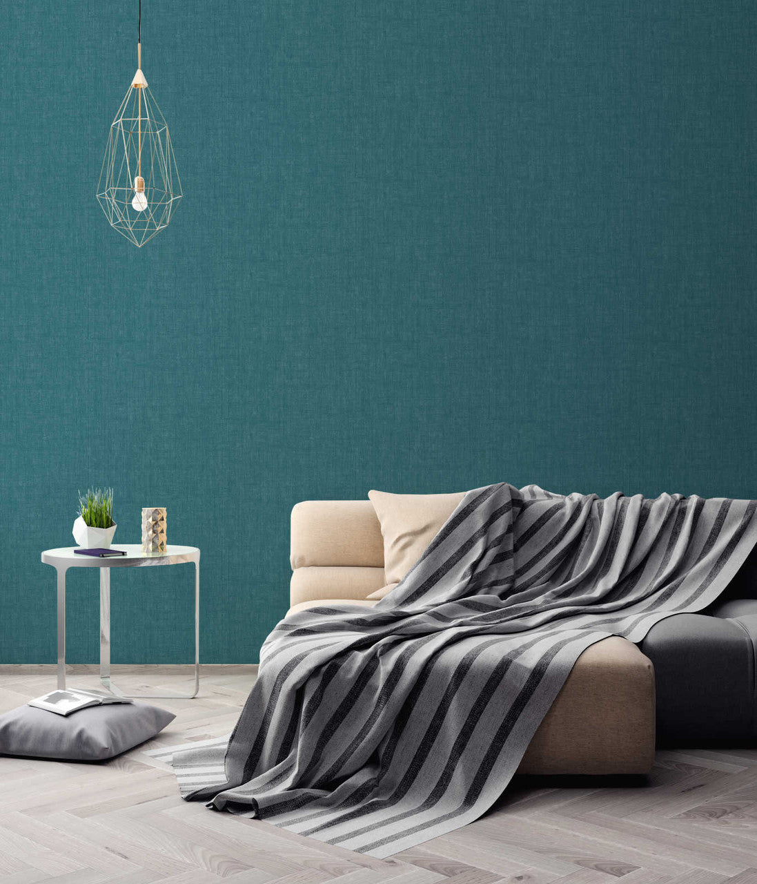38596-9 Geo Effect Plain Blue Wallpaper by A S Creation