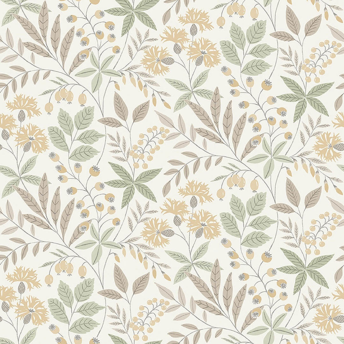 38752 Wilma Borosan Hem Green / Yellow Wallpaper by Borastapeter