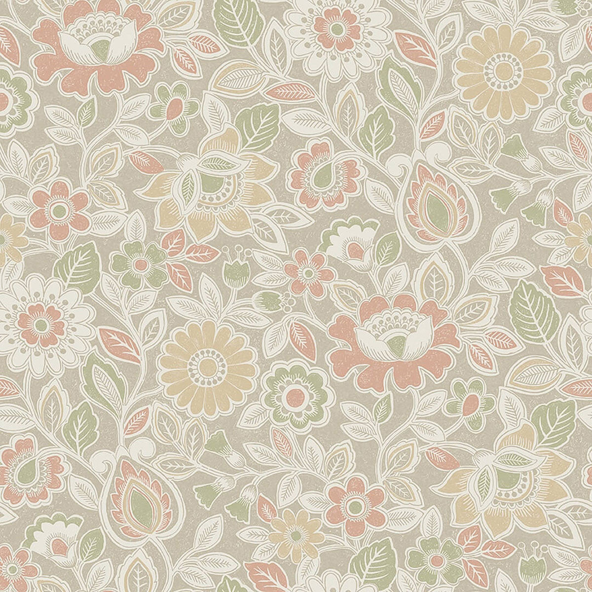 38761 Sonja Borosan Hem Green / Red Wallpaper by Borastapeter