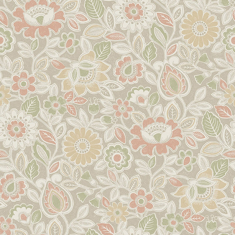 38761 Sonja Borosan Hem Green / Red Wallpaper by Borastapeter