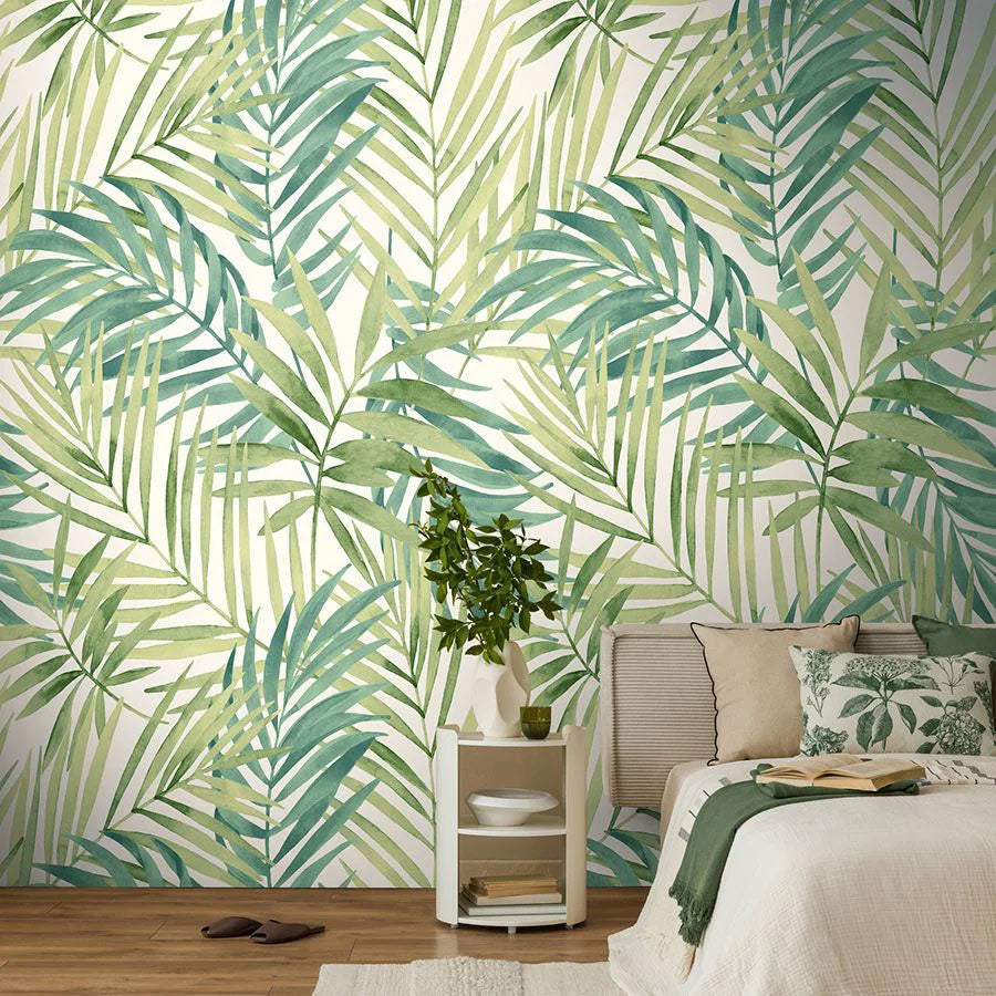 388552 The Wall 4 Cream & Green Mural by A S Creation