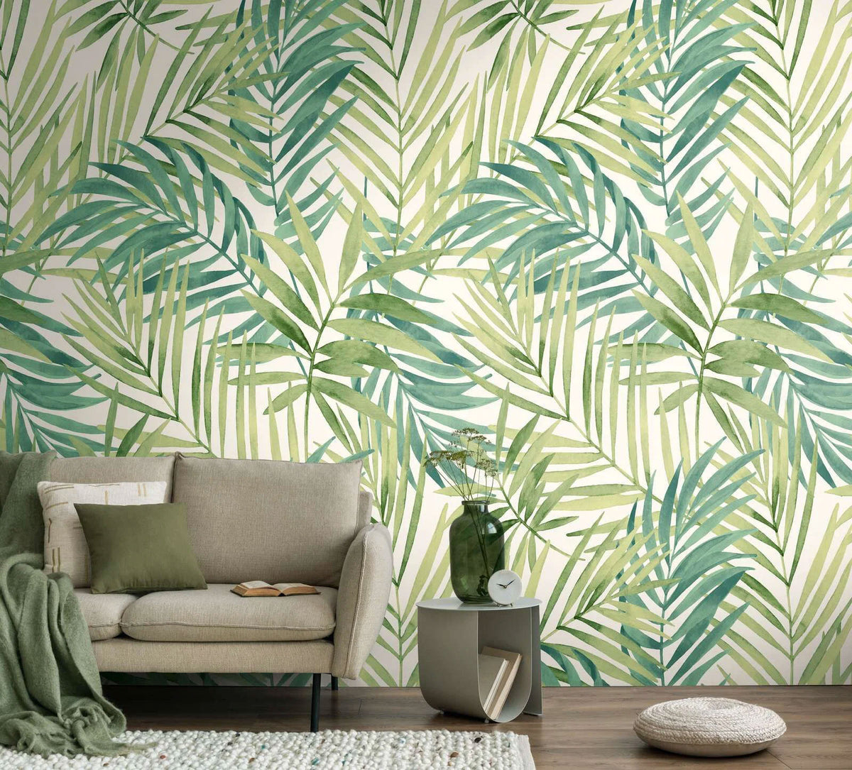 388552 The Wall 4 Cream & Green Mural by A S Creation