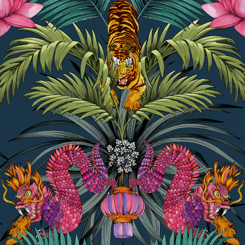 3911 Wilson Oriental Tiger Green Wallpaper by Belgravia