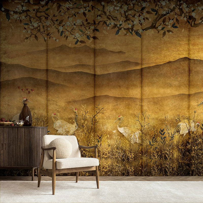 396151 The Wall 4 Brown, Yellow & White Wallpaper by A S Creation