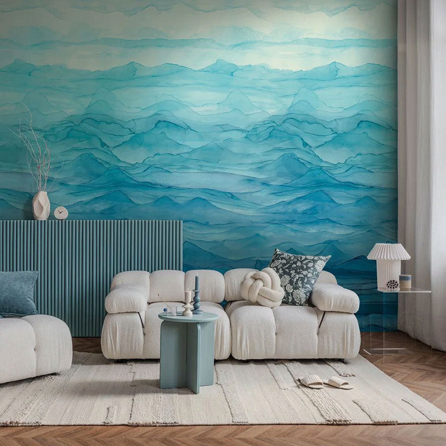 398181 The Wall 4 Blue & White Mural by A S Creation