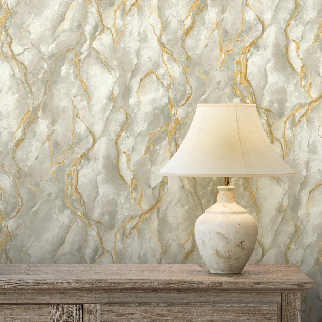 400129 Pandora Grey Gold Vasari Wallpaper by Rasch