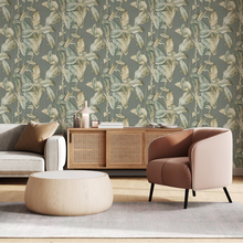 571462 Boho Palm Chalky Blue Wallpaper by Rasch