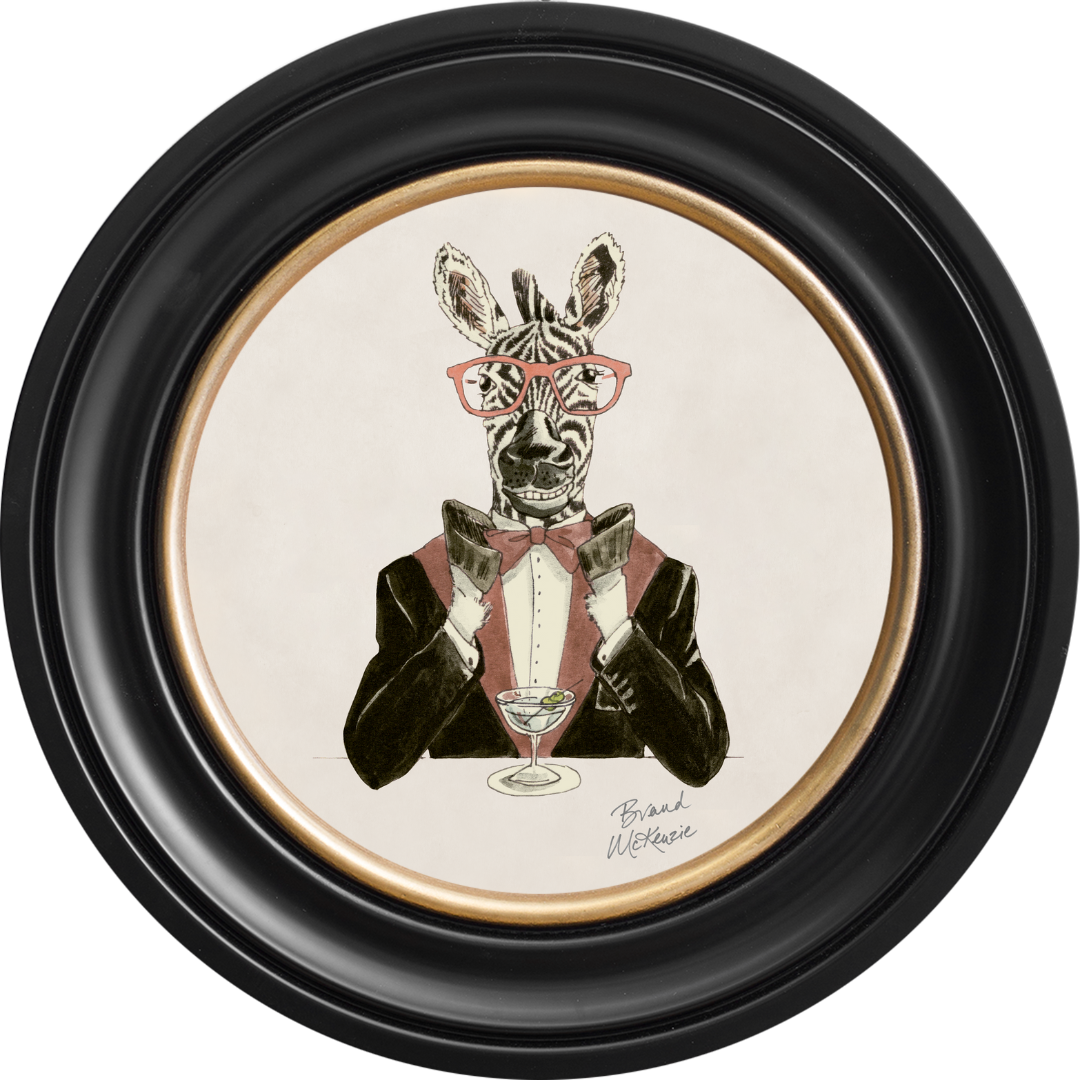 Happy Hour Marty on Chalk White Framed Art Prints by Brand McKenzie