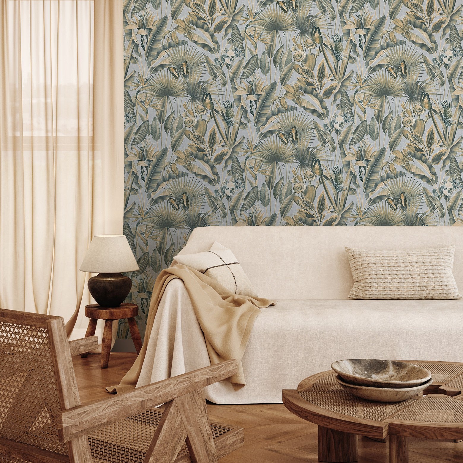 400013 Zanzibar Chalky Blue Vasari Wallpaper by Rasch