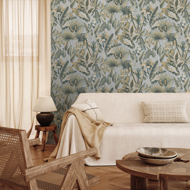 400013 Zanzibar Chalky Blue Vasari Wallpaper by Rasch