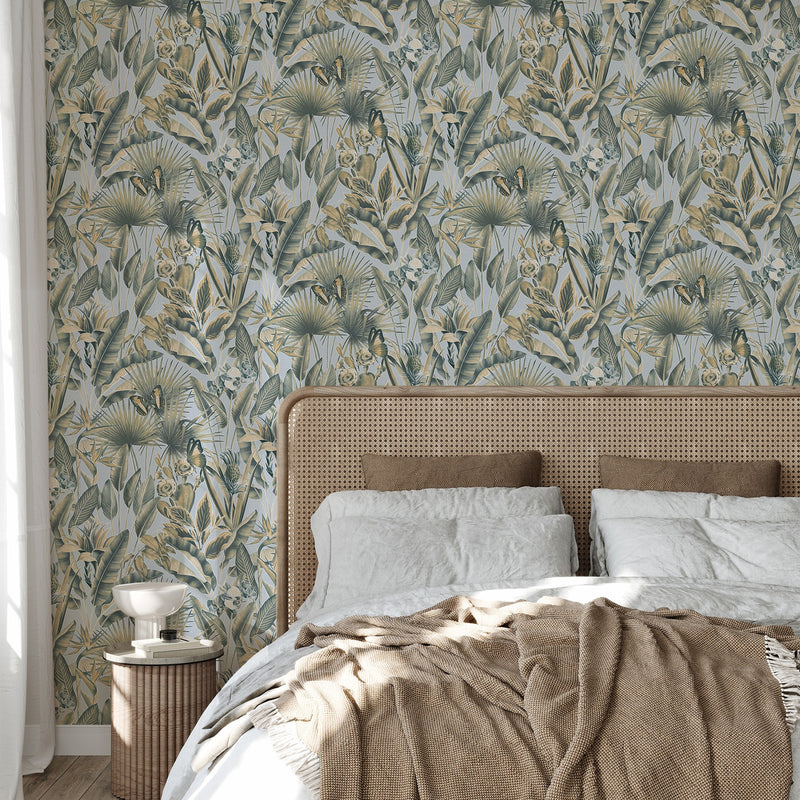 400013 Zanzibar Chalky Blue Vasari Wallpaper by Rasch