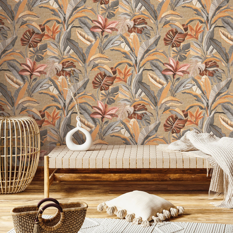 400600 Sofia Vasari Leaf Sandalwood Wallpaper by Rasch