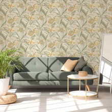 400617 Sofia Vasari Leaf Sage &amp; Cream Wallpaper by Rasch
