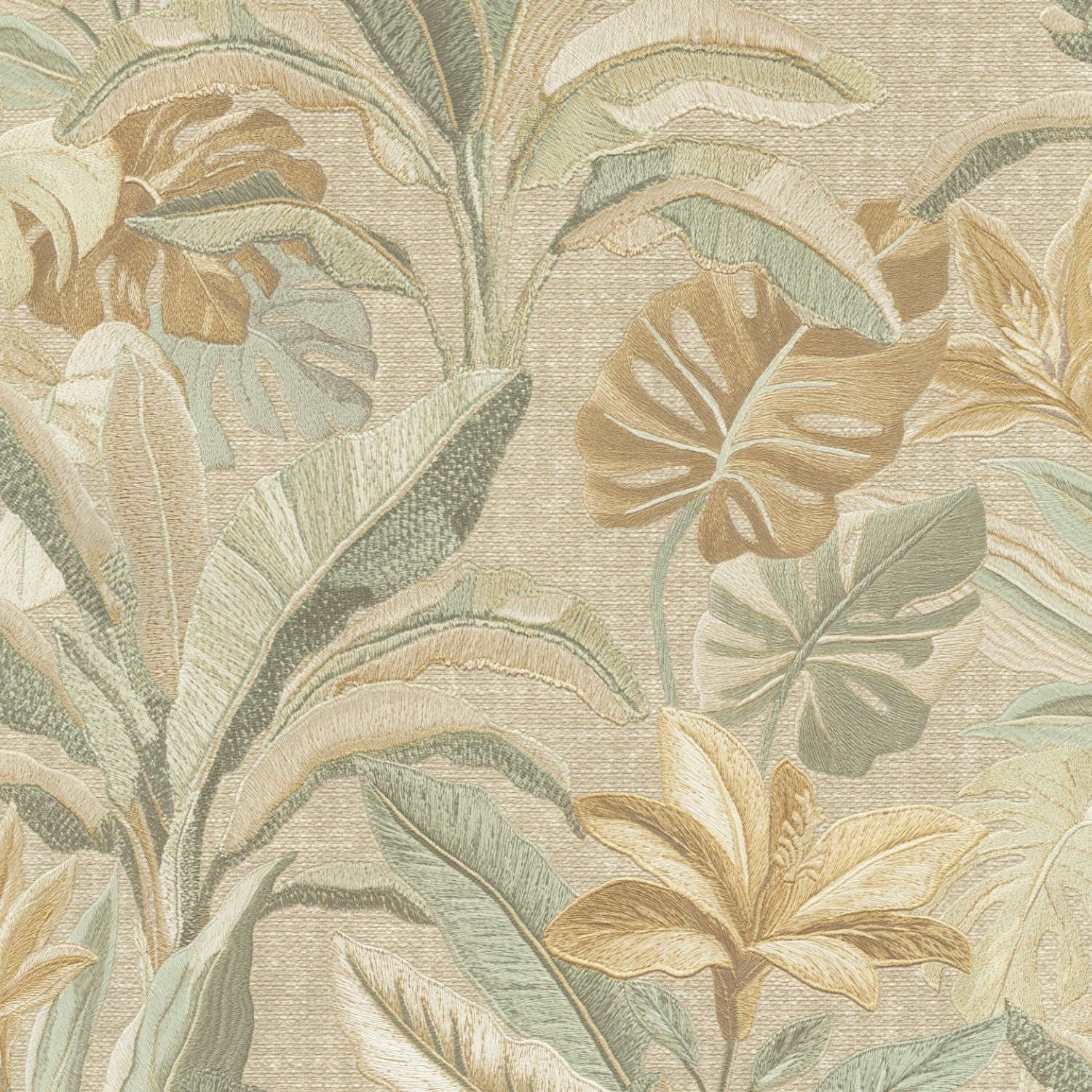 400617 Sofia Vasari Leaf Sage &amp; Cream Wallpaper by Rasch