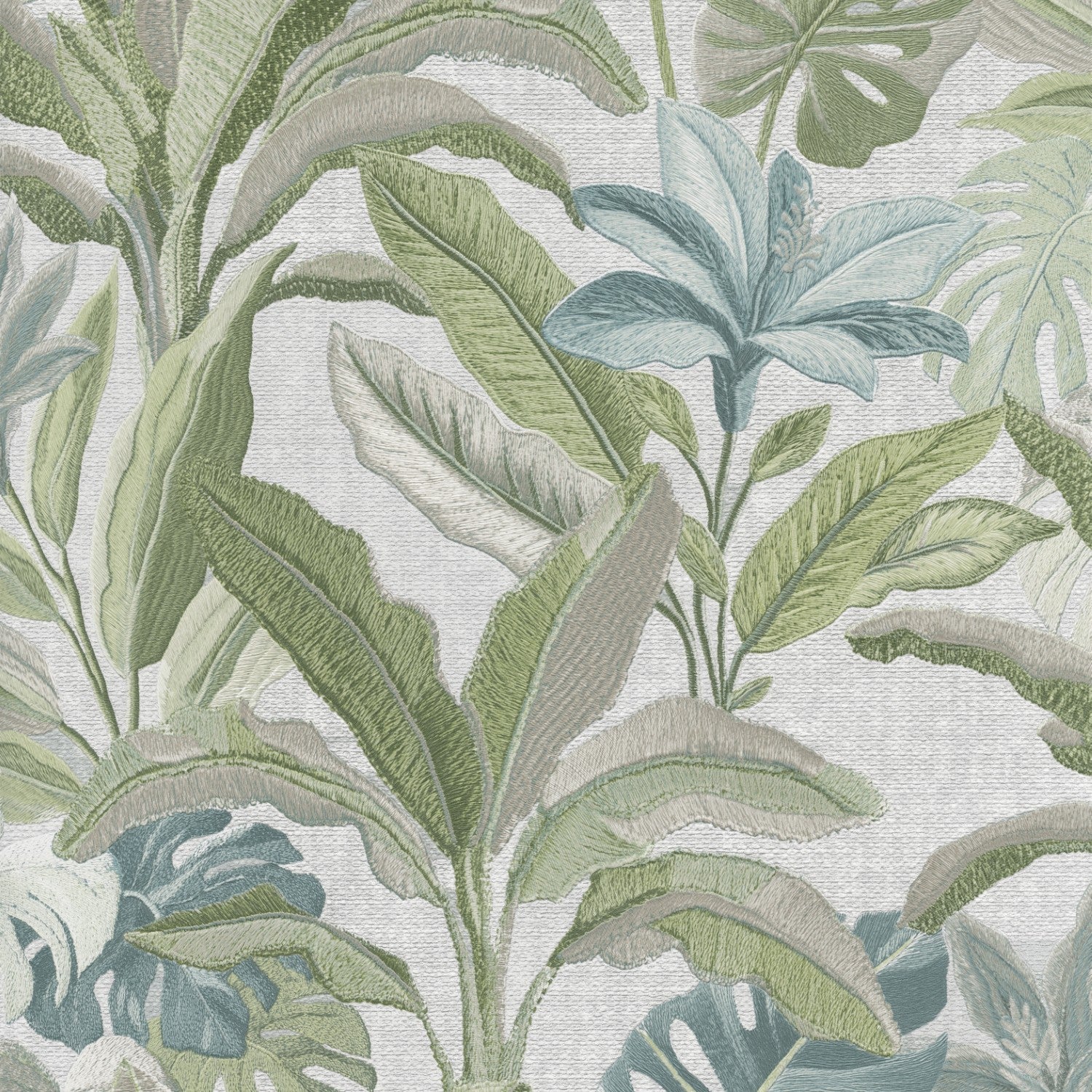400624 Sofia Vasari Leaf Green &amp; Blue Wallpaper by Rasch