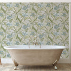 400624 Sofia Vasari Leaf Green &amp; Blue Wallpaper by Rasch