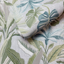 400624 Sofia Vasari Leaf Green &amp; Blue Wallpaper by Rasch