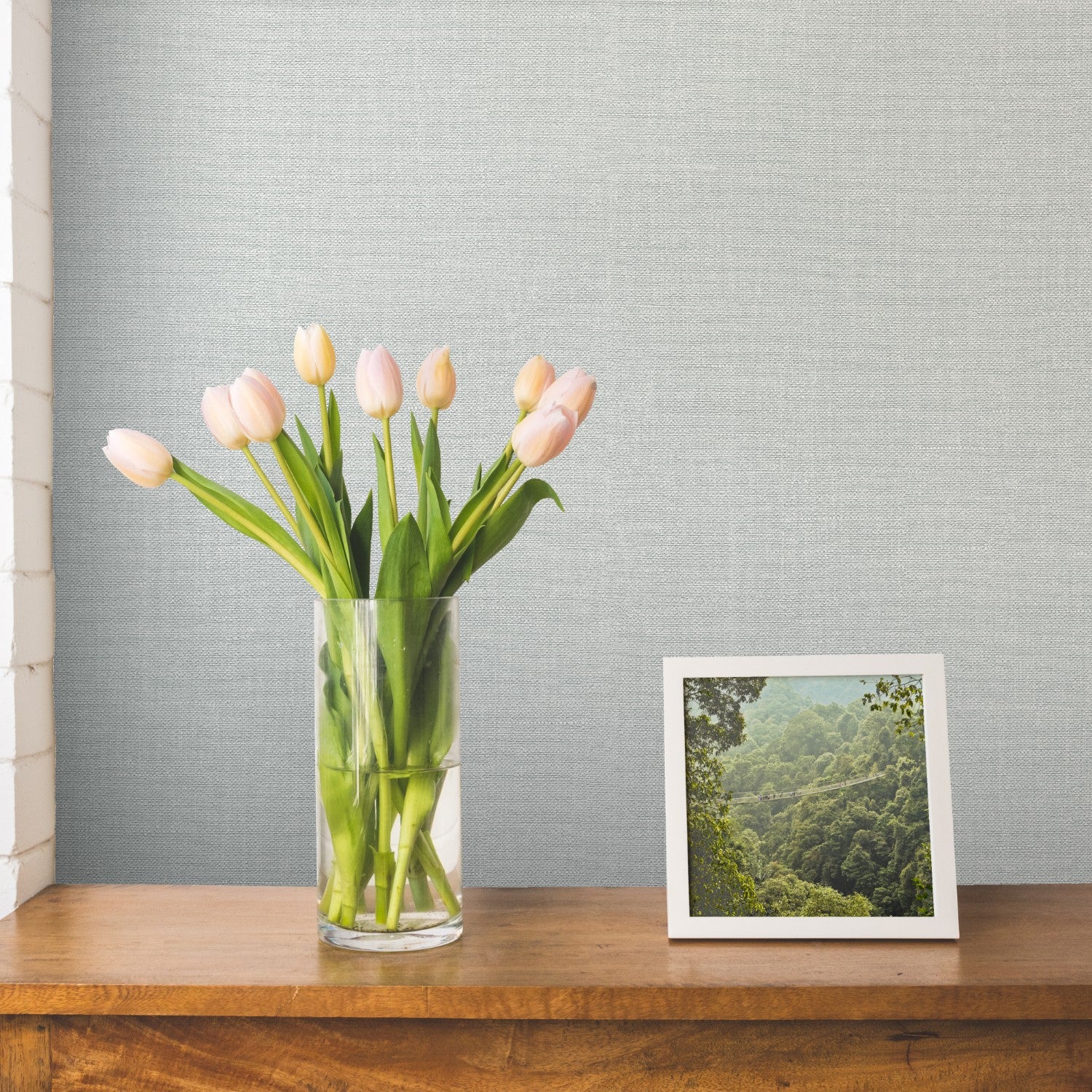 400723 Sofia Vasari Linen Blue Wallpaper by Rasch