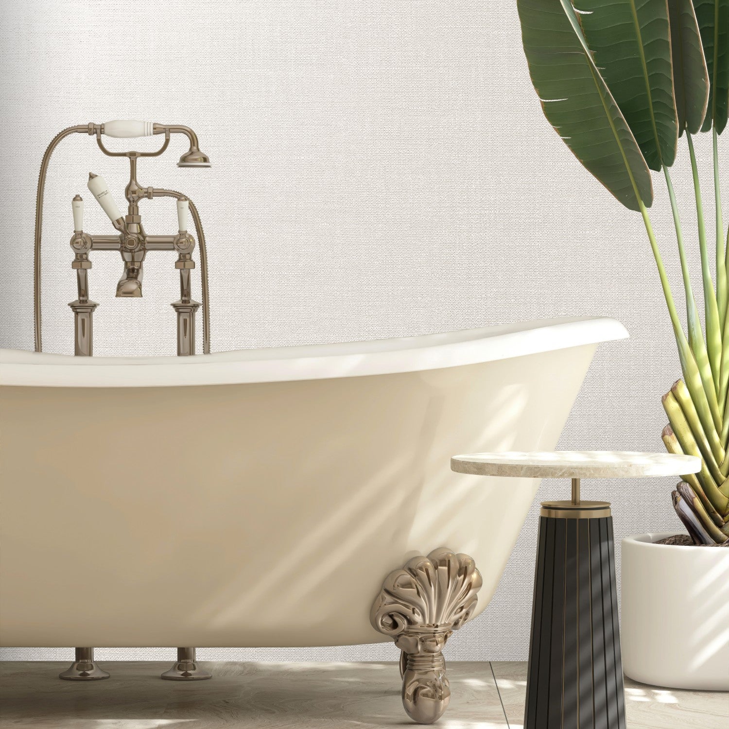 400730 Sofia Vasari Linen Oyster Wallpaper by Rasch