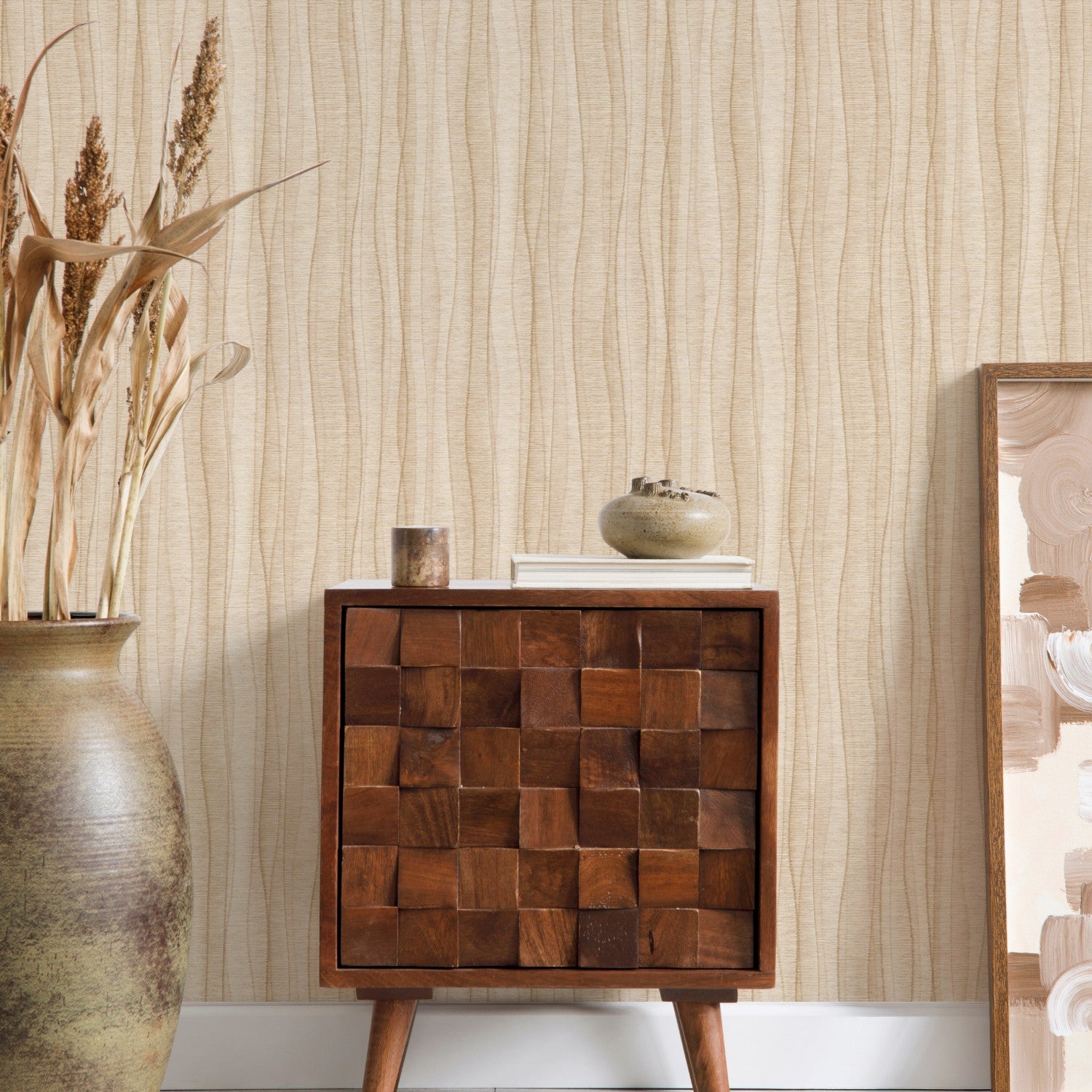 400808 Sofia Vasari Stripe Caramel Wallpaper by Rasch