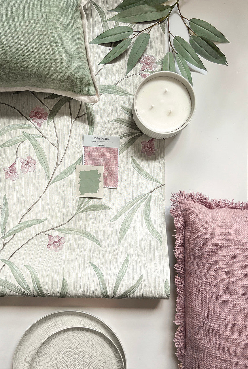 41331 Tiffany Floral Sage/White/Heather Wallpaper by Belgravia