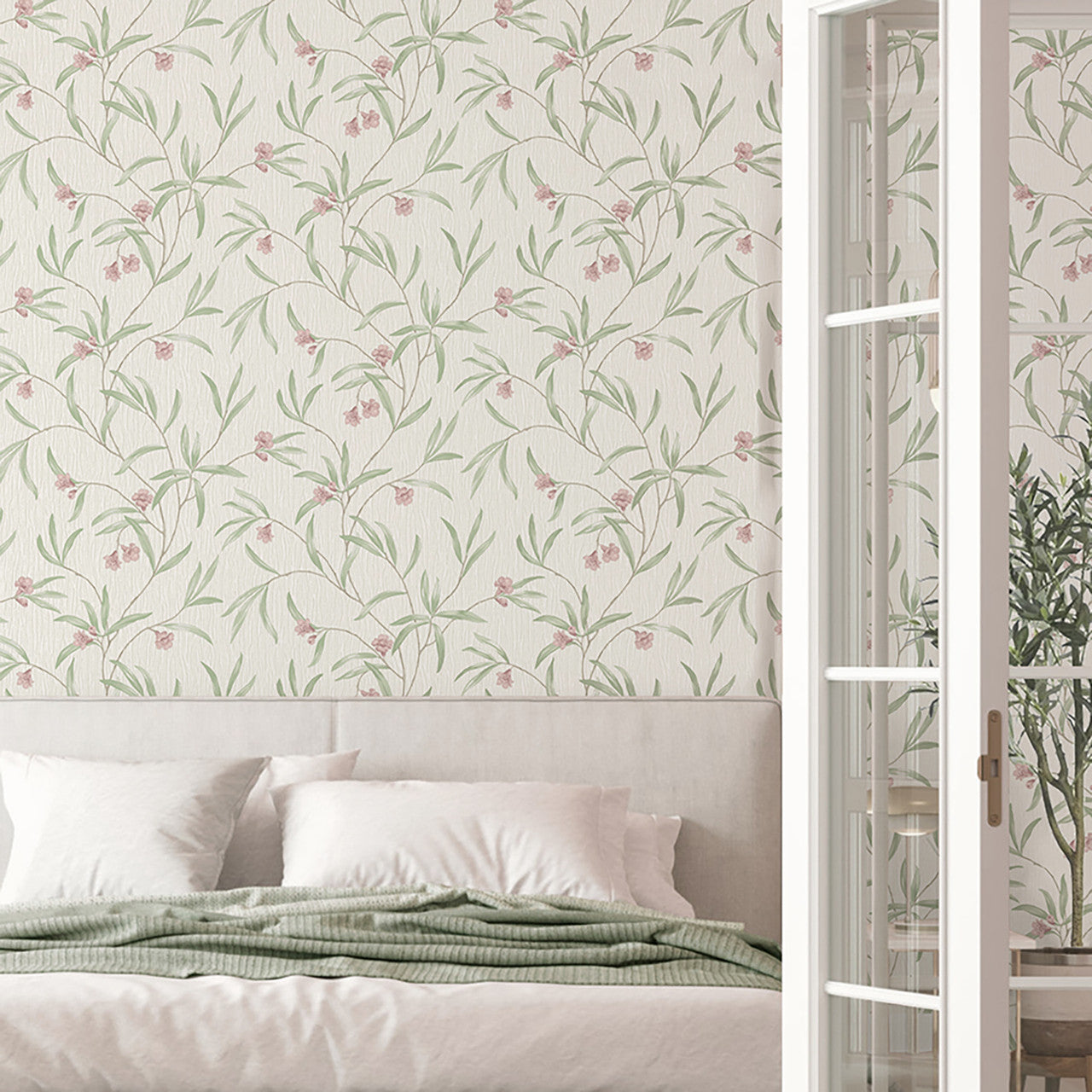 41331 Tiffany Floral Sage/White/Heather Wallpaper by Belgravia