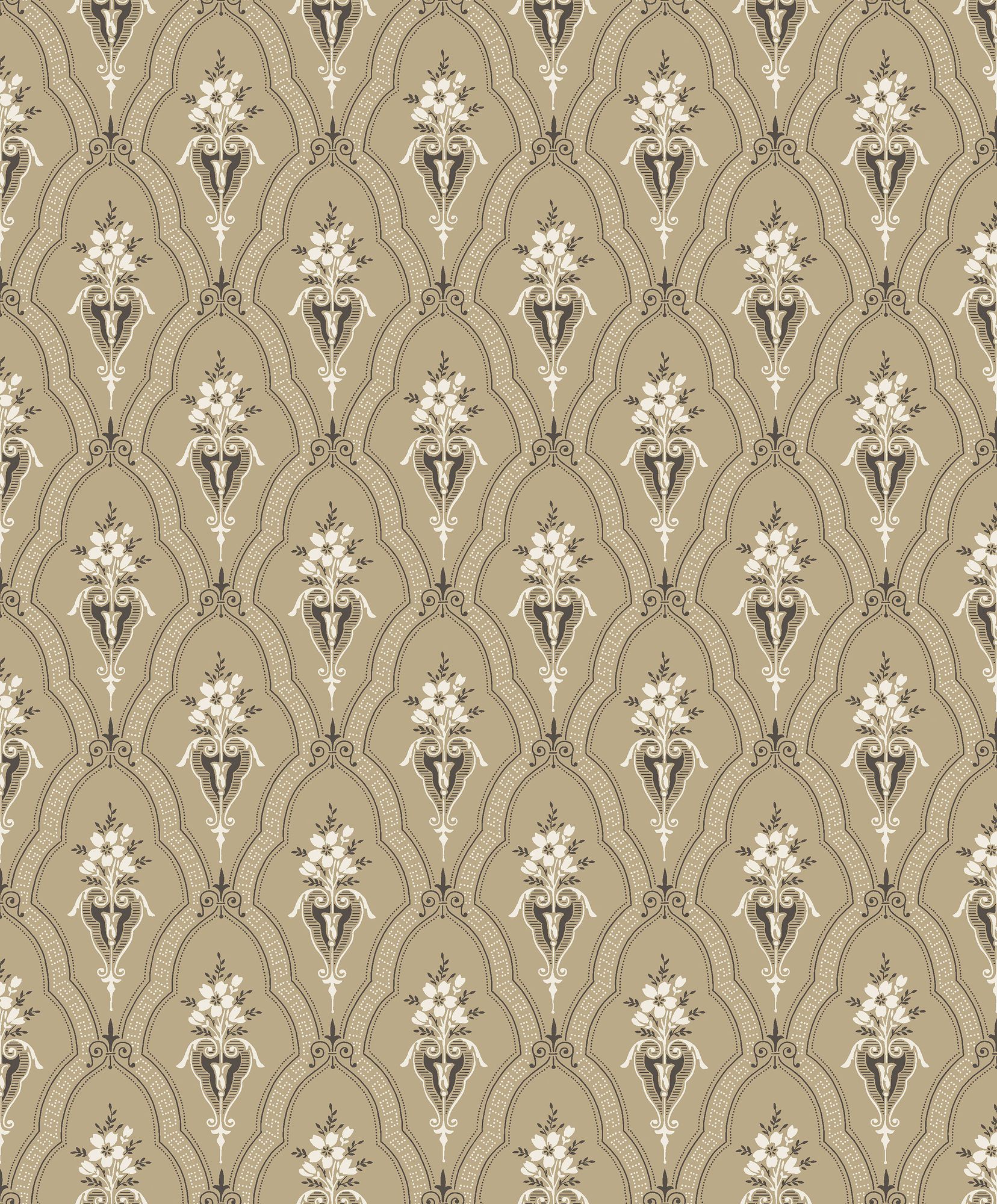 4164 Klädesholmen Dark Brown and Beige Alla Tiders Hus Wallpaper by Boråstapeter