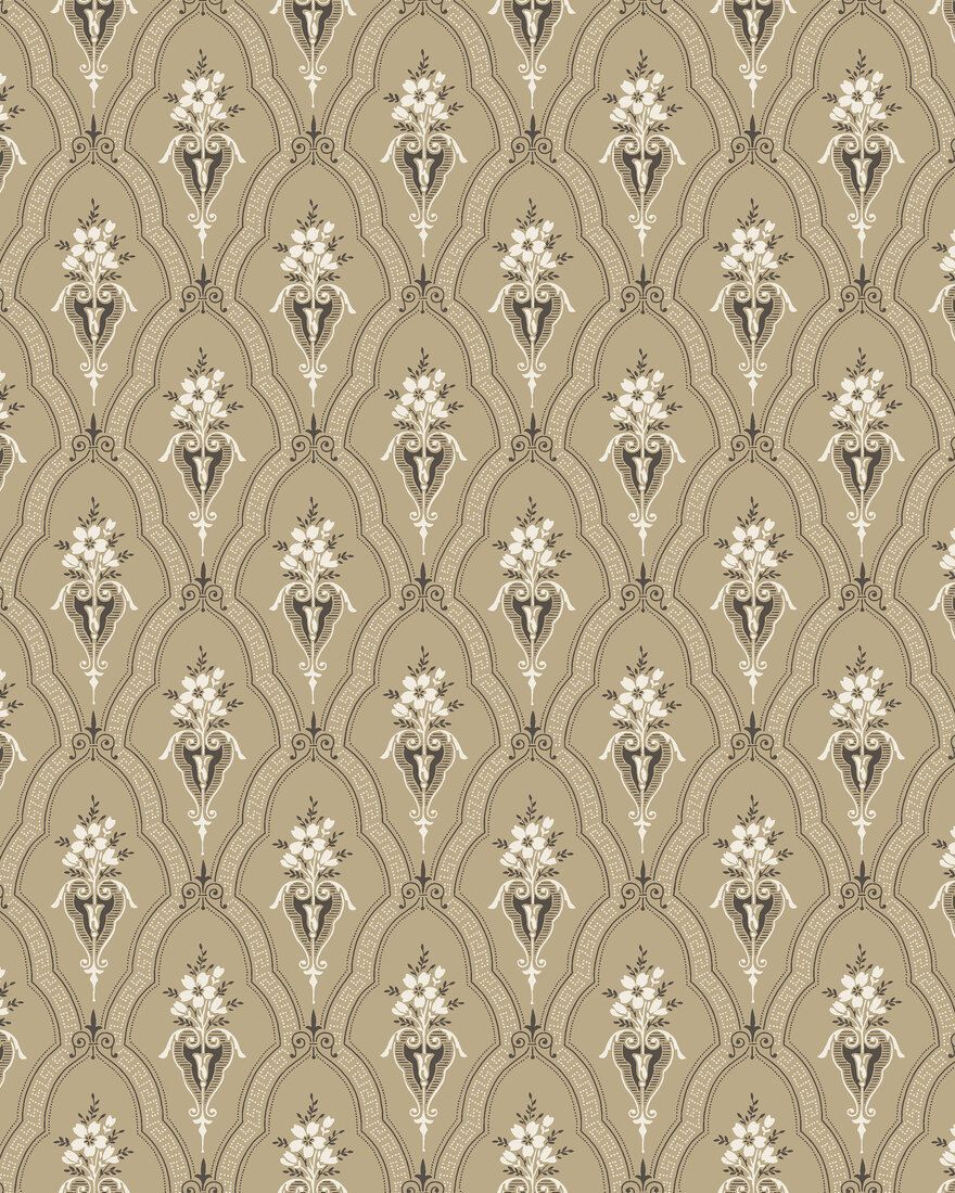 4164 Klädesholmen Dark Brown and Beige Alla Tiders Hus Wallpaper by Boråstapeter