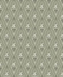 4165 Klädesholmen Dark Green and White Alla Tiders Hus Wallpaper by Boråstapeter