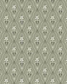 4165 Klädesholmen Dark Green and White Alla Tiders Hus Wallpaper by Boråstapeter