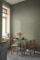 4165 Klädesholmen Dark Green and White Alla Tiders Hus Wallpaper by Boråstapeter