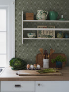 4165 Klädesholmen Dark Green and White Alla Tiders Hus Wallpaper by Boråstapeter