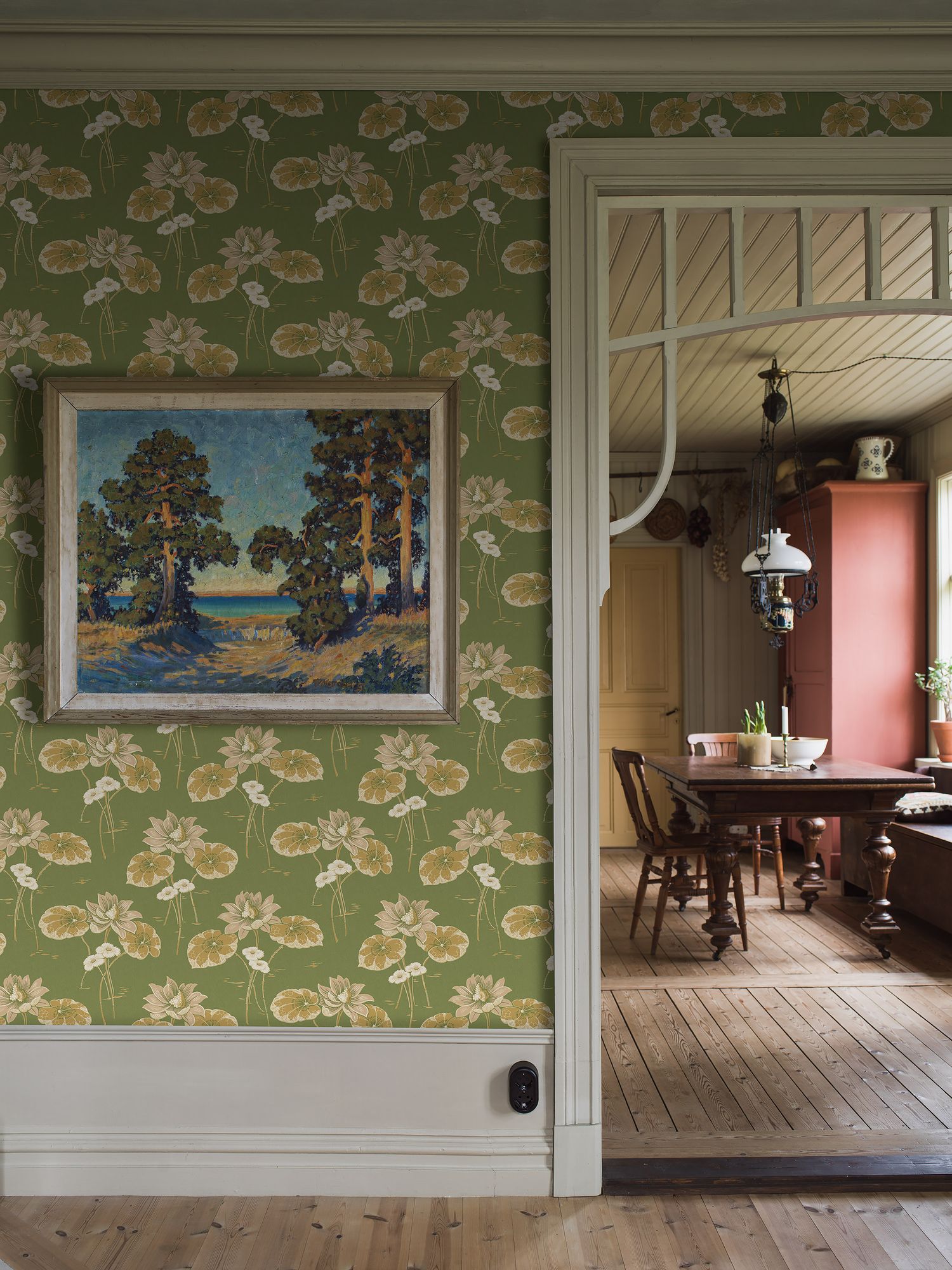 4167 Haga Dark Green and Multi Alla Tiders Hus Wallpaper by Boråstapeter
