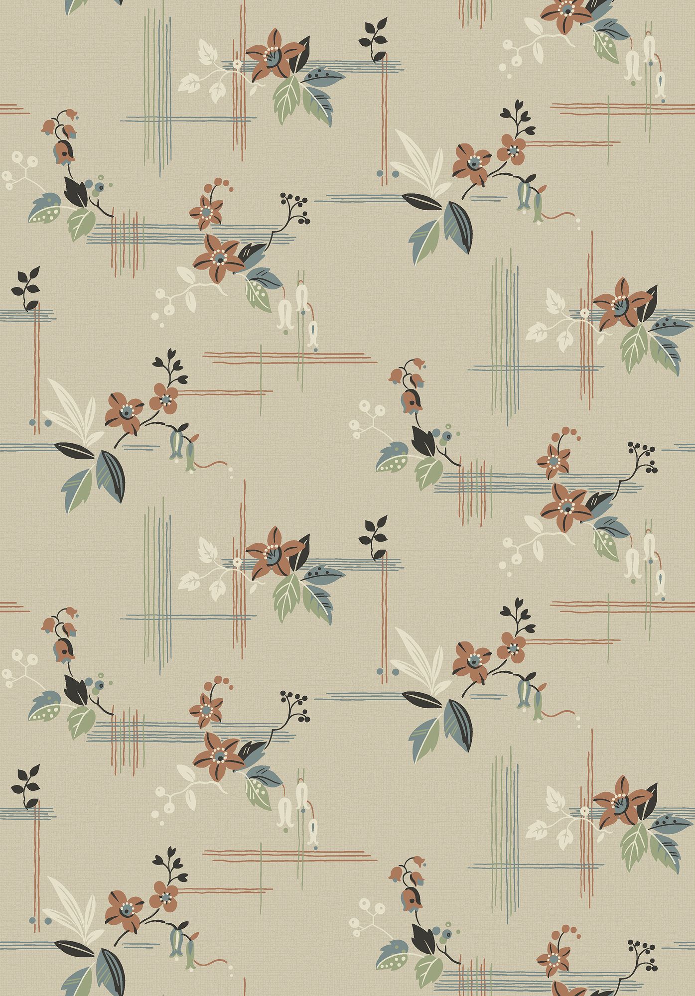4172 Salängen Light Multi and Beige Alla Tiders Hus Wallpaper by Boråstapeter